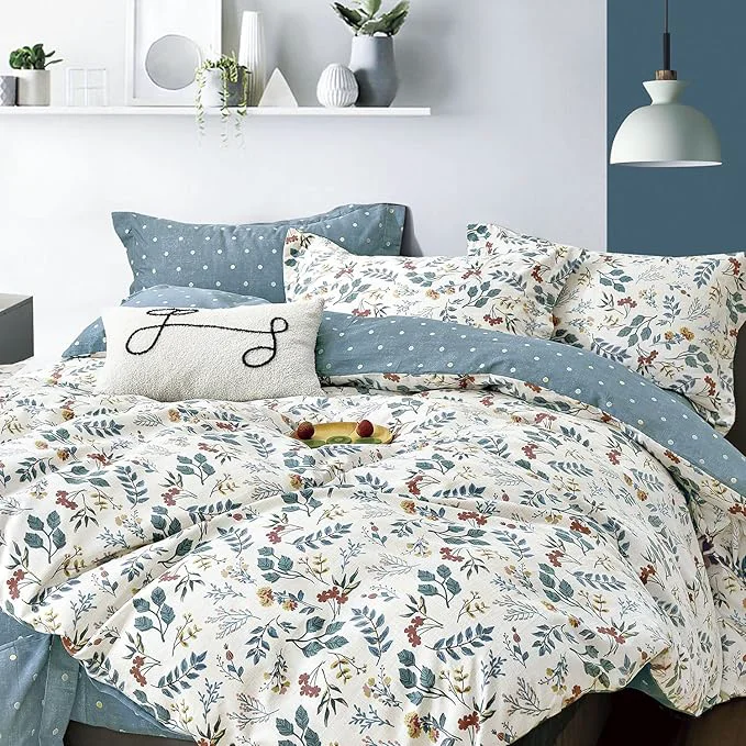 Green LEMIROE Botanical Cotton Comforter Queen Size Healthy
