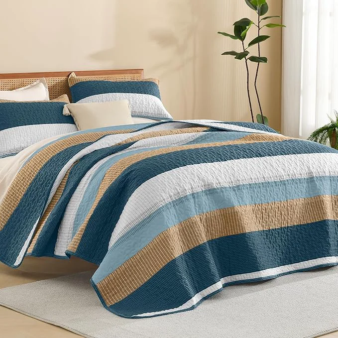 Solid Litanika Quilt Queen Size FBird Stripe Patchwork Summer Bedspread Coverlet 3 Optimized