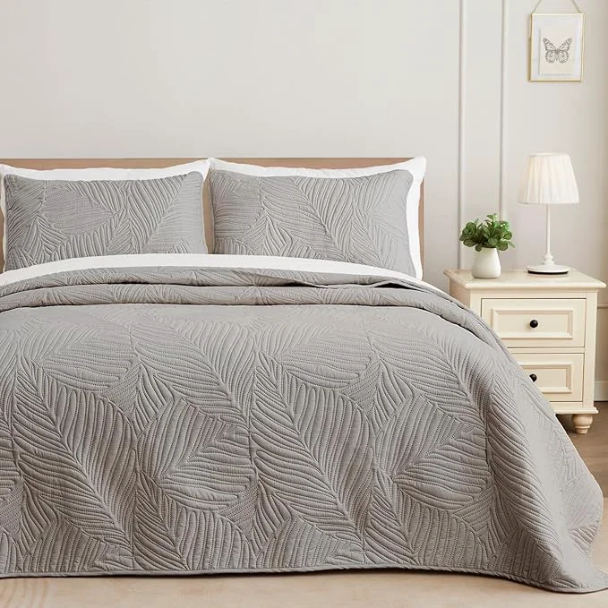 Efficient Exclusivo Mezcla King Size Quilt Bedding Set Lightweight Light Grey Quilts Proven