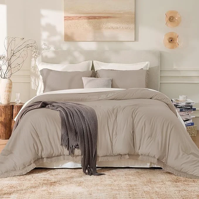Versatile Andency Comforter Full Size Set Khaki 3 Pieces Boho Winter Lightweight Bedding Casual