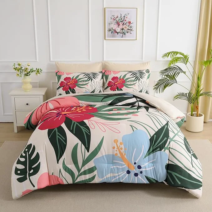 Modern Yogeneg 7 Piece Bed in a Bag Queen Size Comforter Set Beige Bedding Set Quality
