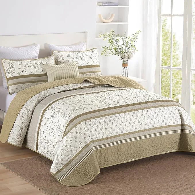 Safe DJY Striped Quilt Set Queen Size Minimalist