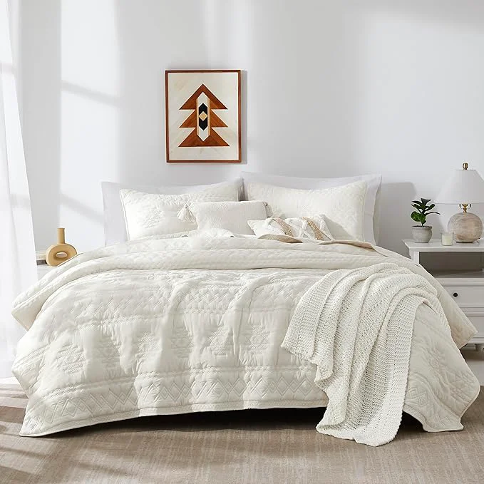 Minimalist WDCOZY Boho Ivory Quilt King Size Bedding Sets Long-Lasting