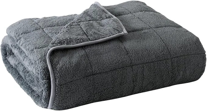 Premium Material Sherpa Weighted Blanket for Adults 15 lbs Furry Bed Blanket for Deep Sleep Sustainable