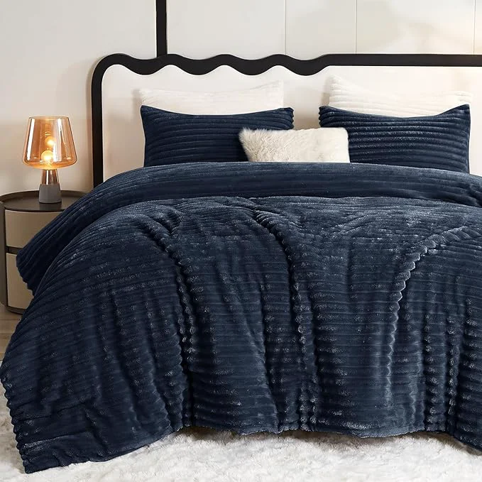 Smooth CozyLux Fluffy King Size Comforter Set Recyclable