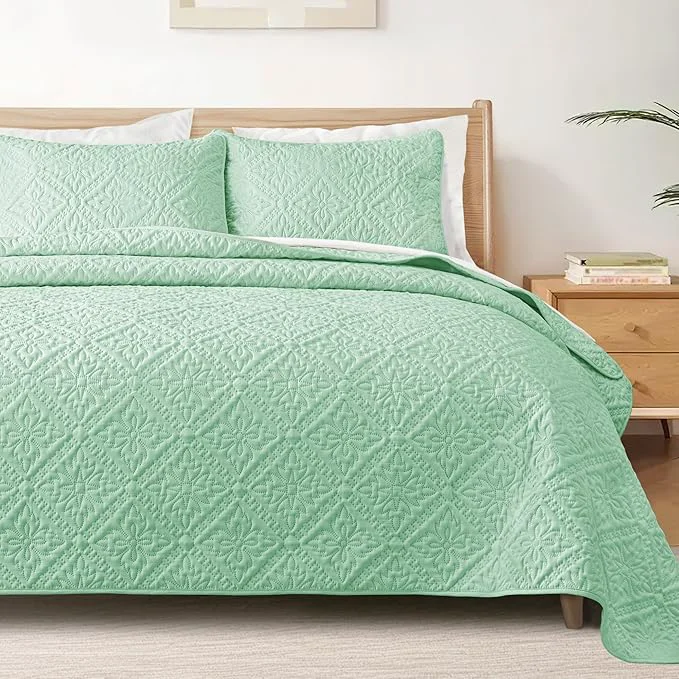 Green Exclusivo Mezcla Twin Quilt Bedding Set Lightweight Soft Bedspreads Coverlets Specialty
