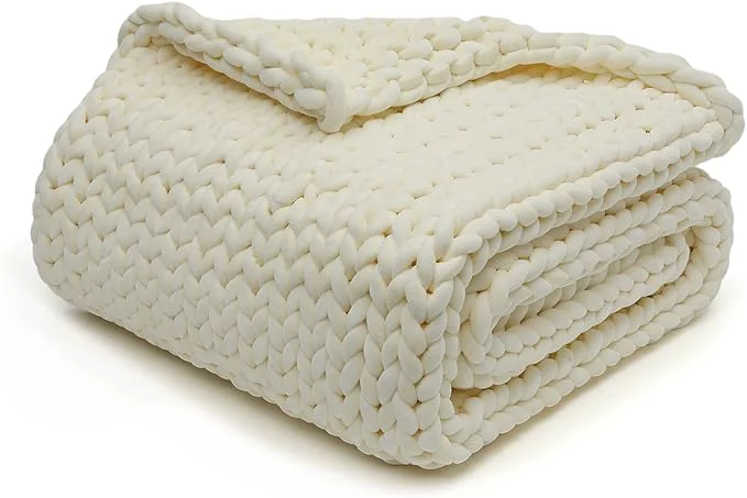 Efficient YnM Velvet Weighted Blanket Handmade Chunky Knitted Design Soft and Cozy Specialty
