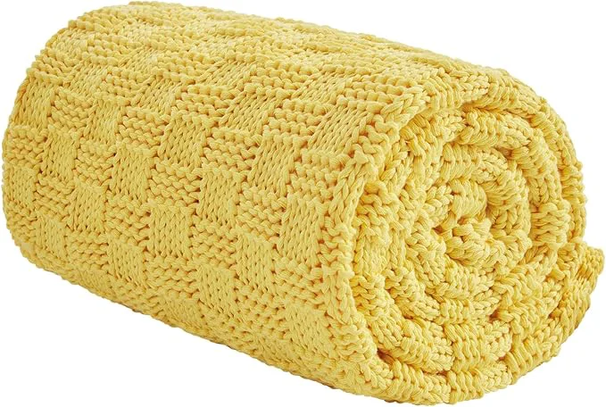 Natural Knitted Weighted Blanket for Adult No Beads Heavy Blanket 50 x 60” 5lbs Next-Generation