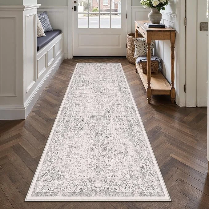High-Grade Gray Runner Rug 2×10 Hallway Machine Washable Kitchen Vintage Distressed Non Top-Quality