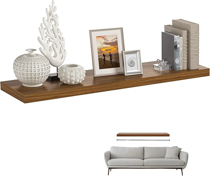 Functional HÜNGSMART 48 Inch Wooden Floating Shelf – Supports 300lbs – Carpenter Designed Casual