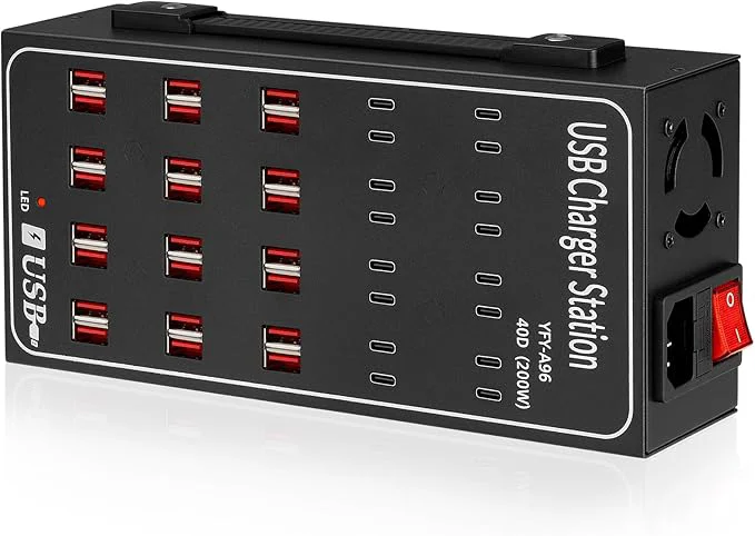 Reliable 200W USB c Charging Station 40 Port USB C Charger Block Fast Charging Station Natural