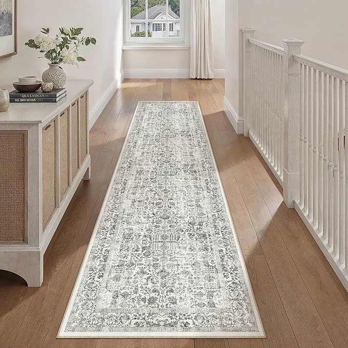 Original Design Black Runner Rug 2×10 Hallway Machine Washable Kitchen Vintage Distressed Non Elite