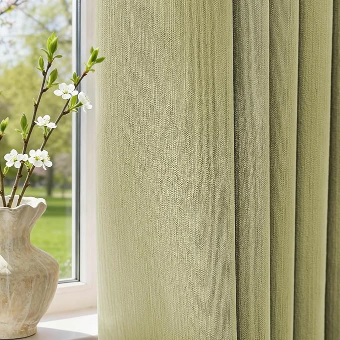 Pure jinchan Chenille Blackout Curtains 84 Inches Long 2 Panels Sage Green Thermal Exceptional