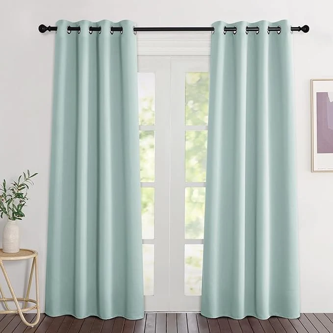 Flexible NICETOWN Aqua Blue Curtains 84 inch Length 2 Panels Grommet Thermal Insulated Environmentally Friendly