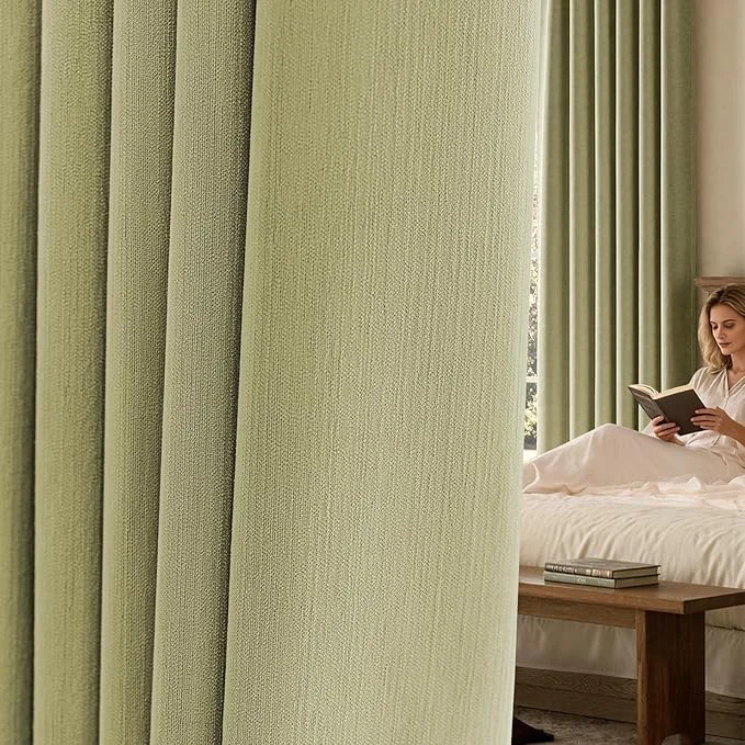 Long-Lasting jinchan Chenille Blackout Curtains 96 Inches Long 2 Panels Sage Green Thermal Prestigious