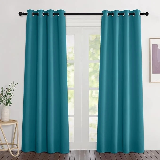 User-Friendly NICETOWN Blackout Peacock Teal Curtains 84 inches Long Grommet Room Darkening Elegant