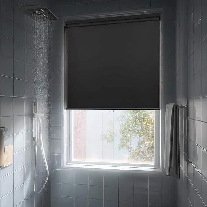 Authentic HESTIA No Drill Cordless Blackout Roller Shades Screwless Waterproof Shower Comfortable