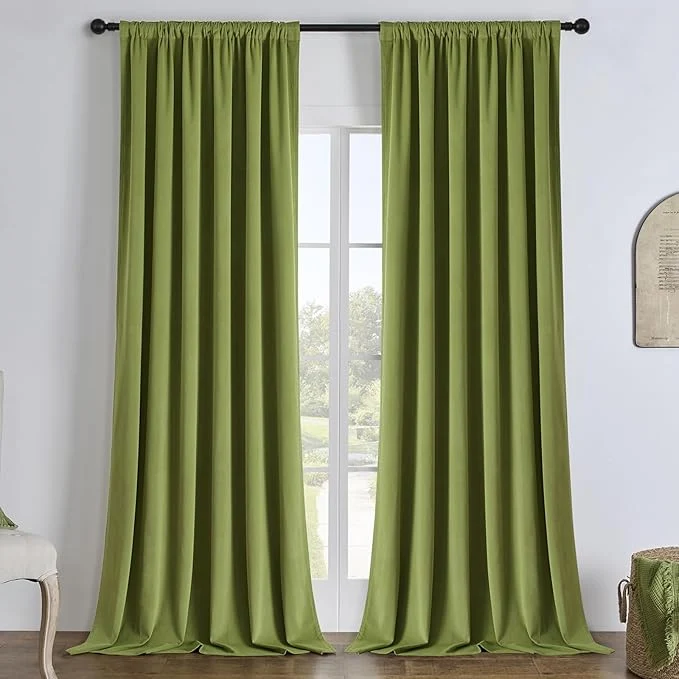 Reliable Joydeco Moss Green Blackout Curtains 108 Inch 2 Panels Luxury Thermal Breathable