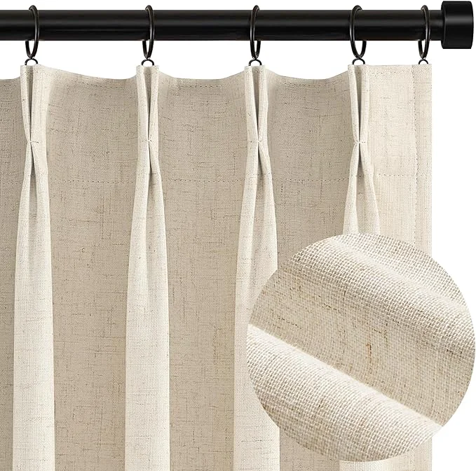 Flexible Topfinel 92 Inches Long Custom Tan Black Out Custom Drapery Panels Burlap Relaxed