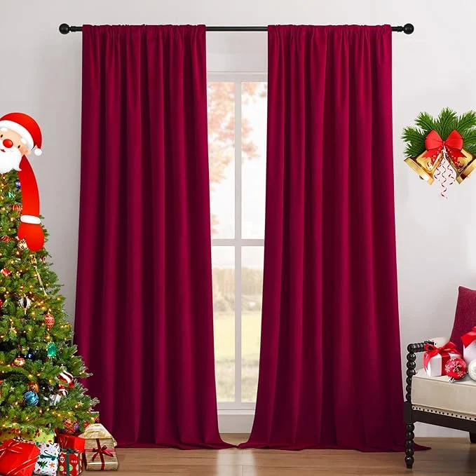 Verified Joydeco Red Blackout Curtains 84 Inch 2 Panels Luxury Thermal Red Velvet Lightweight