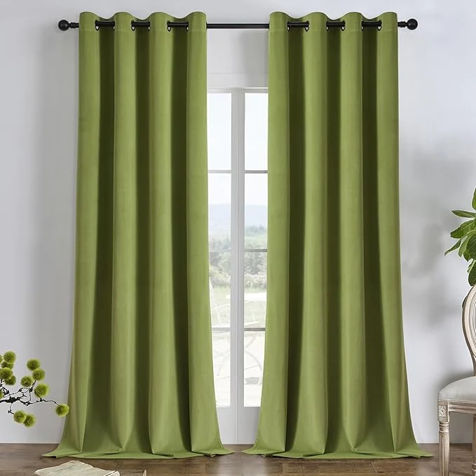 Innovative Joydeco Moss Green Blackout Curtains 96 Inch 2 Panels Luxury Thermal Top-Quality