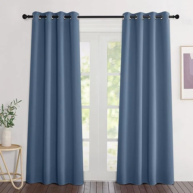 Professional NICETOWN Stone Blue Curtains 84 inch Length 2 Panels Grommet Thermal Insulated Reliable