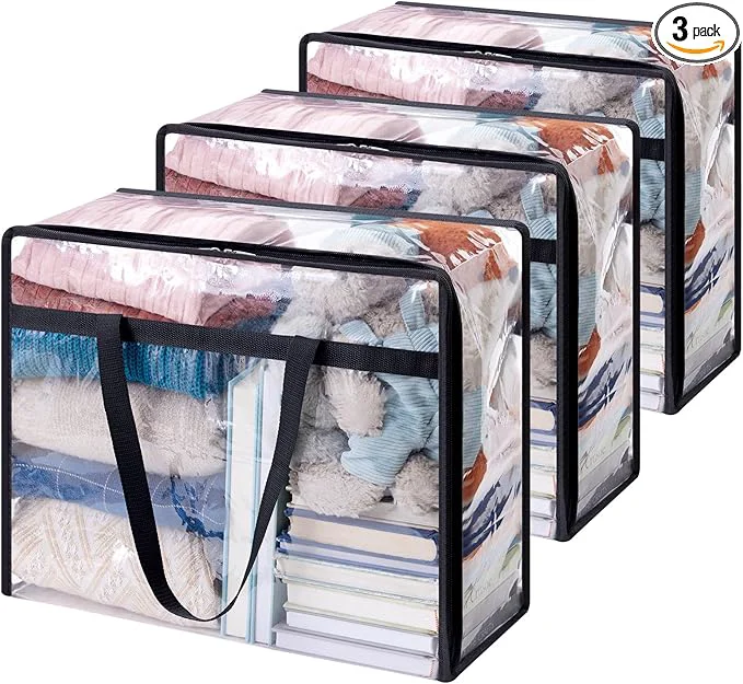Authentic Lifewit 3 Pack Clear Clothes Storage Bags 40L Plastic Blanket Storage Bag Carefully Designed
