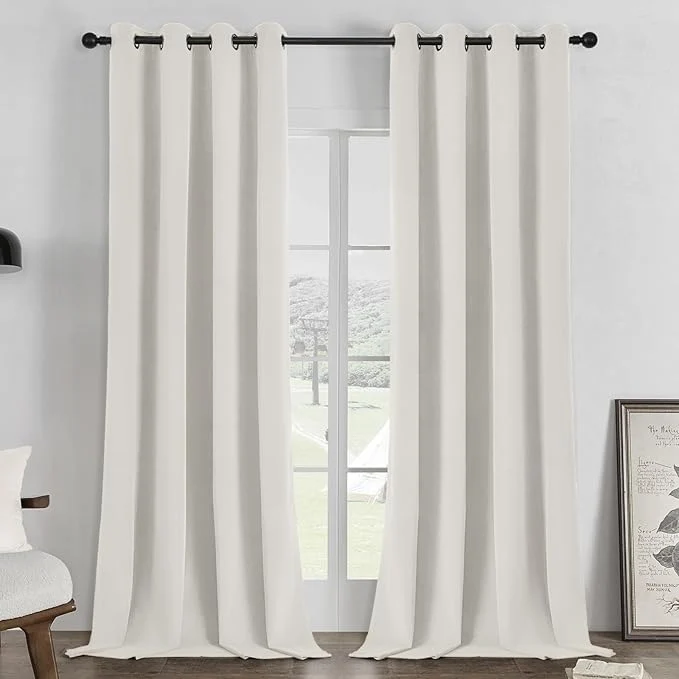 Trusted Joydeco White Blackout Curtains 90 Inch 2 Panels Luxury Thermal White Refined