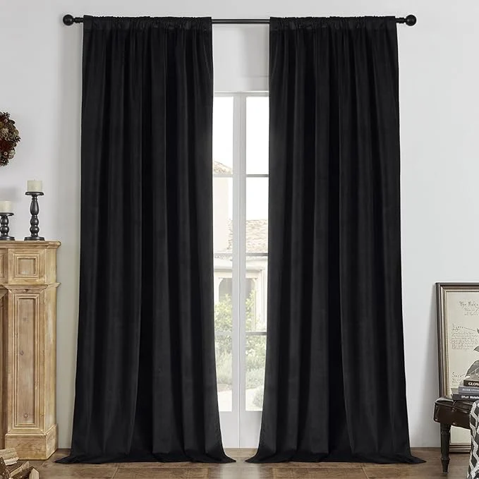 Modern Joydeco Black Blackout Curtains 108 Inch 2 Panels Luxury Thermal Expertly Made