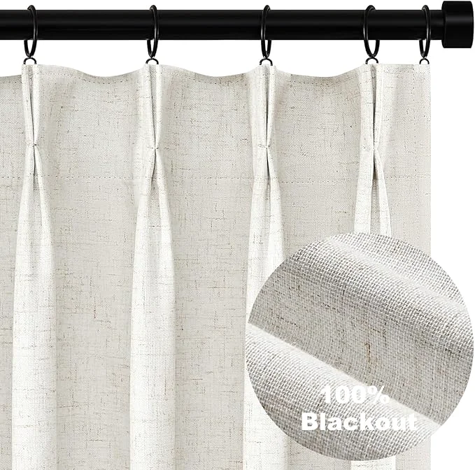 Original Topfinel 120 Inches Long Extra Long Pinch Pleat Faux Linen Curtains Quality