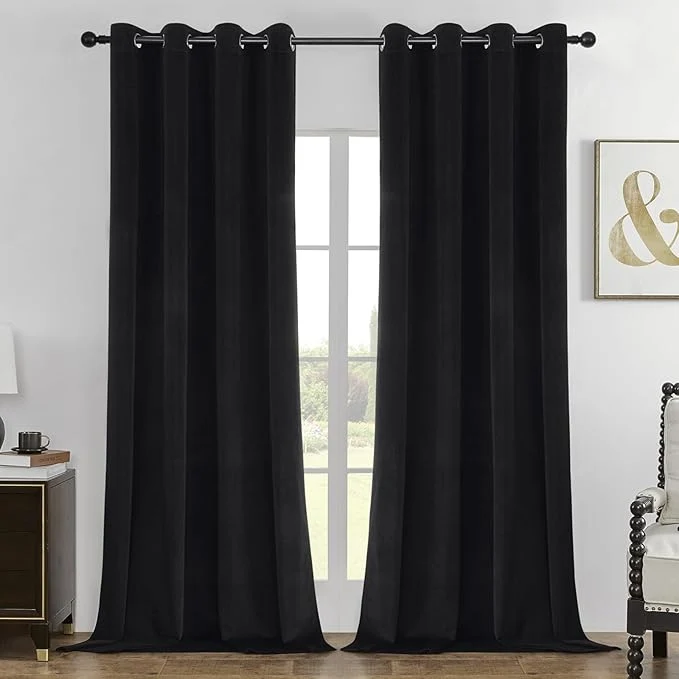 Minimalist Joydeco Black Blackout Curtains 96 Inch 2 Panels Luxury Thermal Insulated Practical