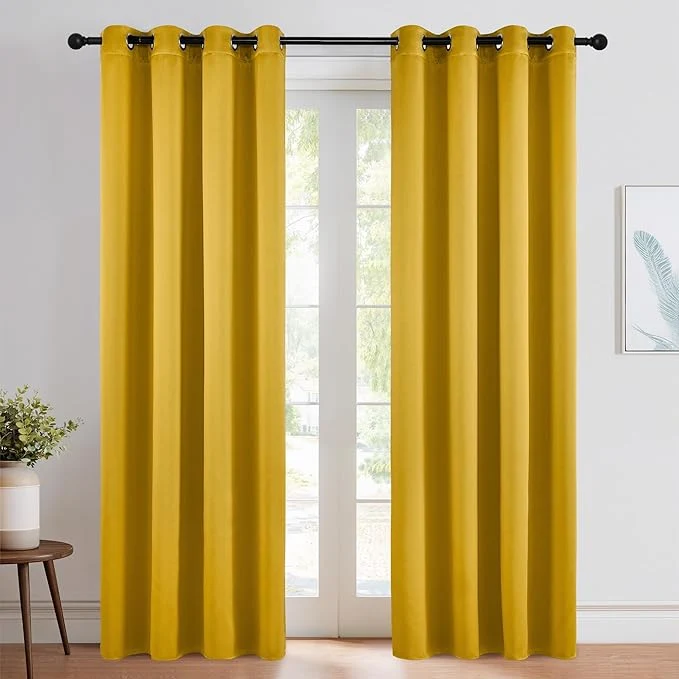 Minimalist NICETOWN Gold Curtains 84 inches Long Blackout Elite