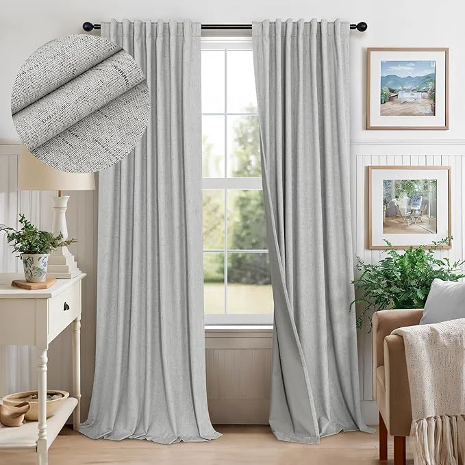 Long-Lasting Pitalk Light Grey Blackout Curtain Panels 90 Inches Long Contemporary