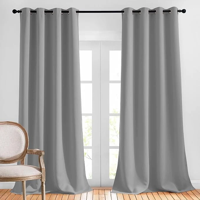 Green NICETOWN Blackout Silver Grey Curtains 90 inch Length High-Grade