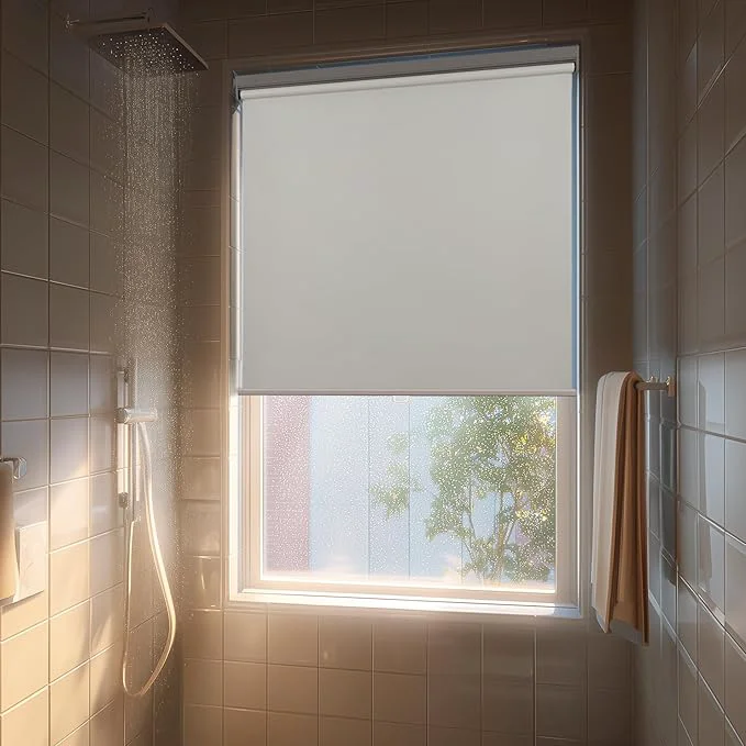 Exclusive HESTIA No Drill Cordless Blackout Roller Shades Screwless Waterproof Shower Sophisticated
