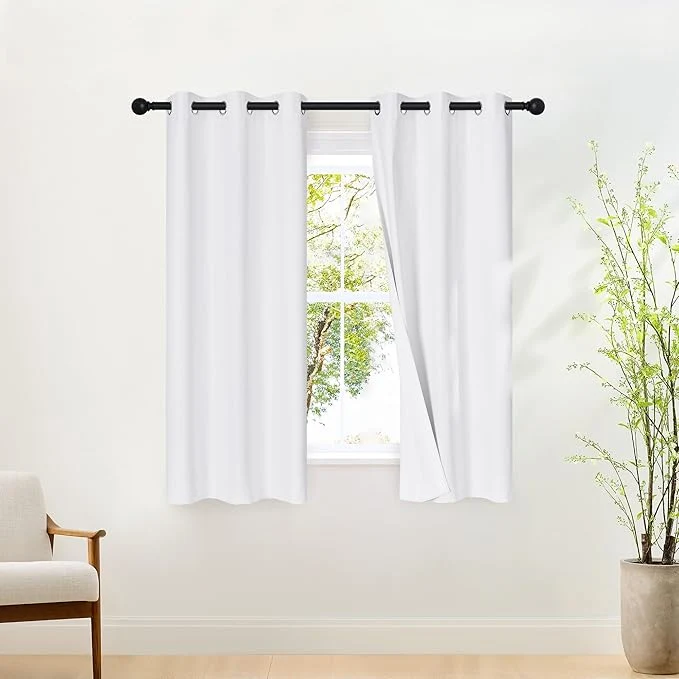 Consistent NICETOWN Blackout White Curtains 63 inch Length Grommet Thermal Insulated Top-Quality