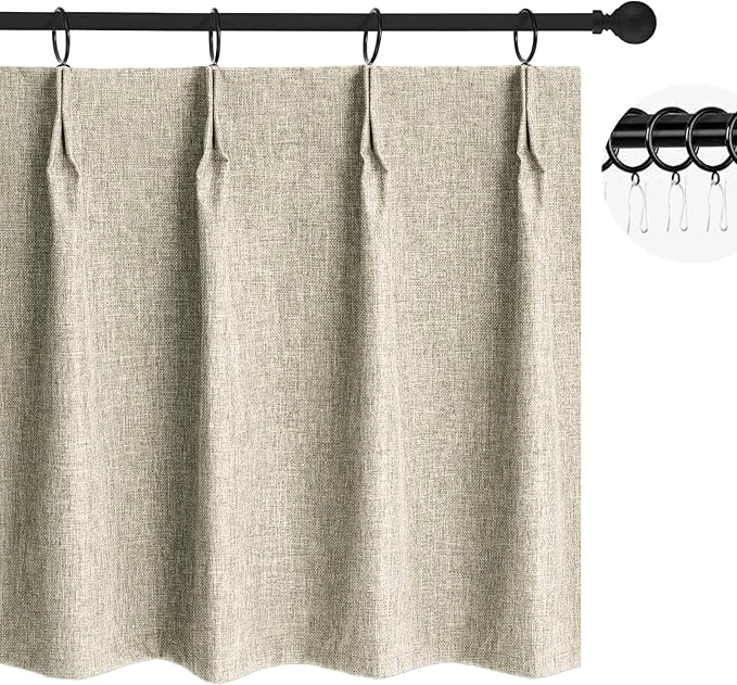 Luxury Wdfour30x36 Inch Pinch Pleated Blackout Cafe Curtains Smooth