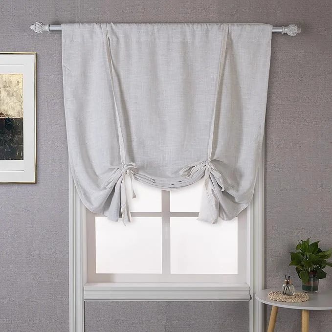 Unique DriftAway Double Layer Linen Blackout Tie Up Curtains Thermal Insulated Fully Fine