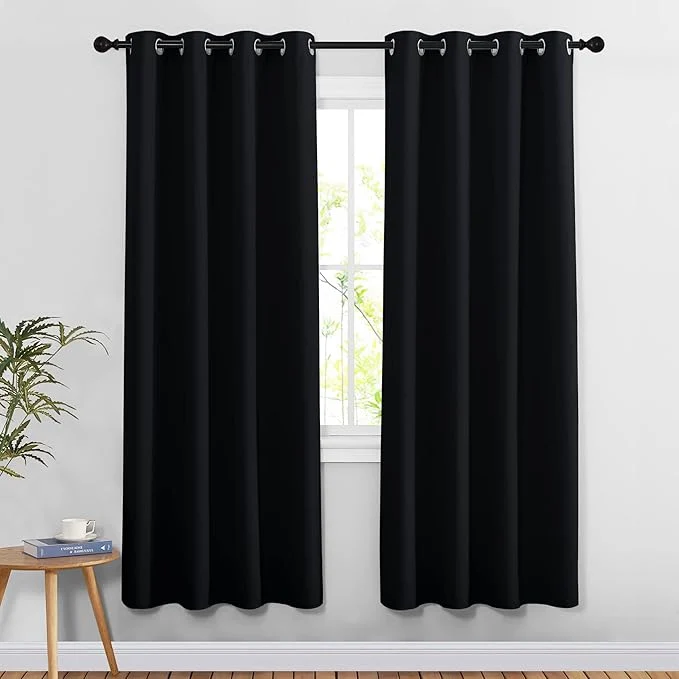 Practical NICETOWN Black Blackout Curtains 78 inches Long 2 Panels Burg Organic