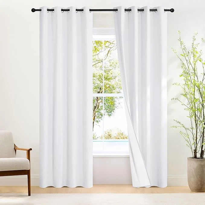 Next-Generation NICETOWN White Blackout 80 inch Curtains Original Design