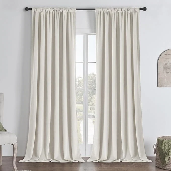 Reusable Joydeco White Blackout Curtains 108 Inch 2 Panels Luxury Thermal White Powerful