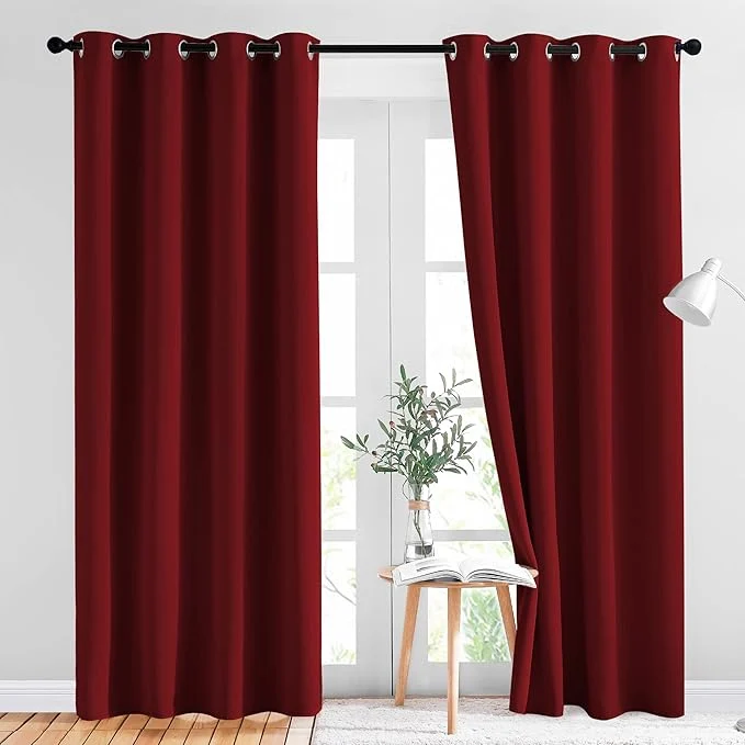 Premium Material NICETOWN Burgundy Blackout Curtains Grommet Certified