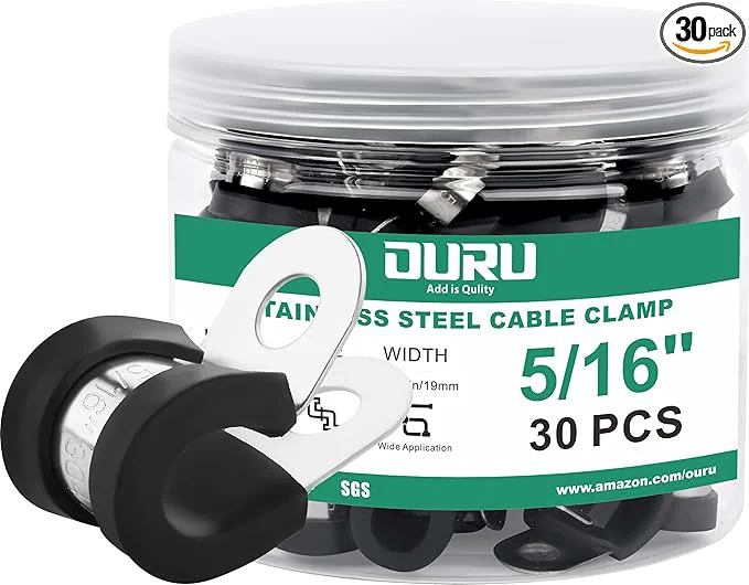 Authentic 30pcs 5 16 Inch Stainless Steel Cable Clamps Rubber Coated Cushioned Insulated Exclusive