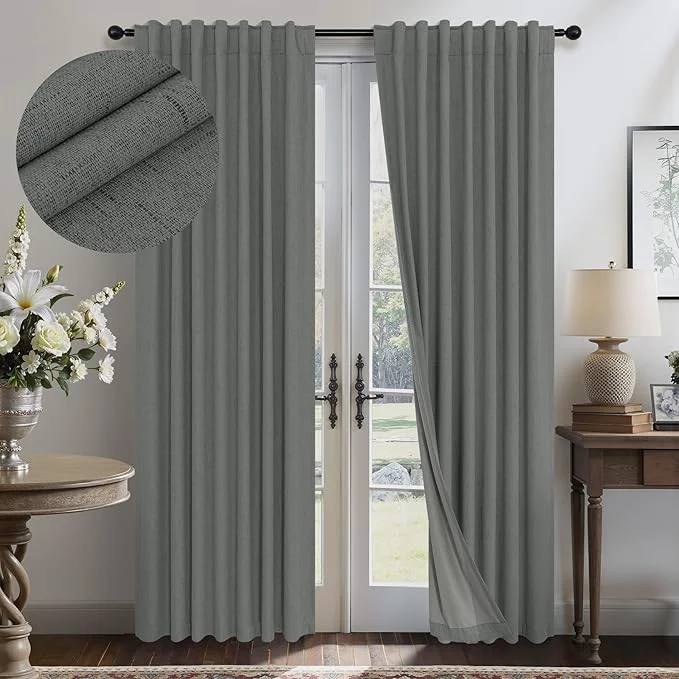 Selected Charcoal Grey Curtains for Bedroom 2 Panel Set 63 Inch Length Blackout Flexible