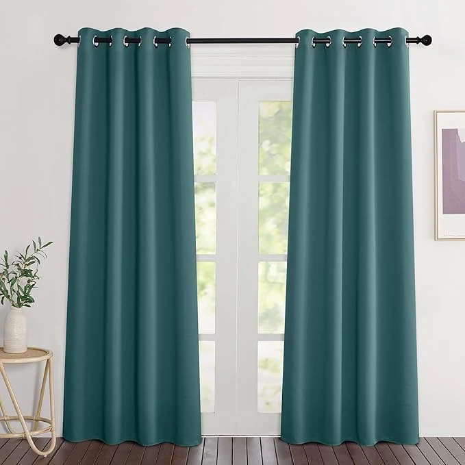Premium NICETOWN Blackout Sea Teal Curtains 84 inches Long Grommet Room Darkening Crafted