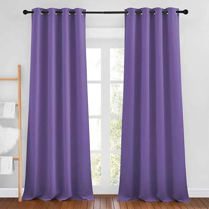 Classic NICETOWN Lilac Purple Curtains 96 inches Long Grommet Thermal Insulated Pure