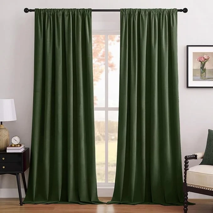 Elegant Joydeco Olive Green Blackout Curtains 96 Inch 2 Panels Luxury Thermal Top-Quality