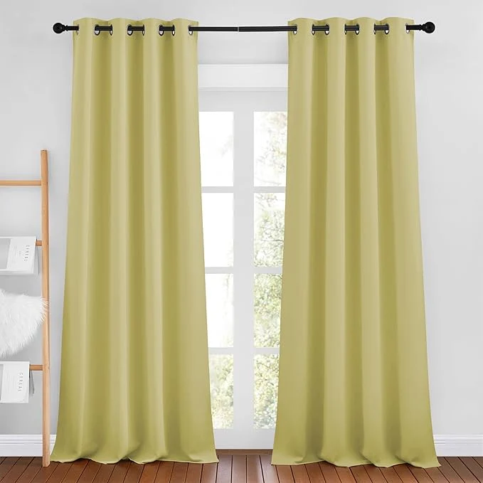 Original Design NICETOWN Paler Yellow Room Darkening Curtains Healthy