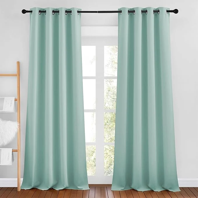 Unique NICETOWN Aqua Blue Curtains 102 inches Long Grommet Thermal Insulated Solid Original
