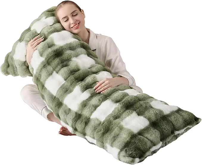 Verified Luxury Shaggy Faux Fur Body Pillow Fluffy Bed Pillow Relaxed